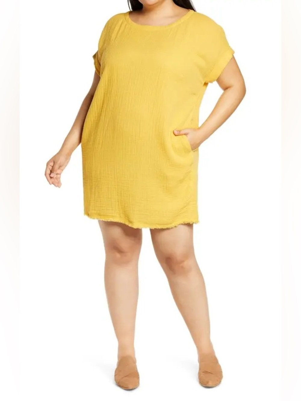 Eileen Fisher Organic Cotton Short Sleeve Shift Dress